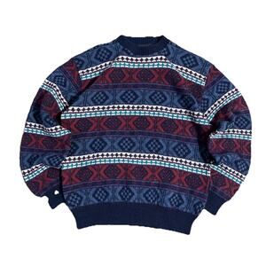 Vintage Reed James Multi Color Knit Sweater Size M Made In USA